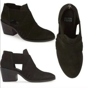 Eileen Fisher Womens Walt Black Leather Round Toe Ankle Booties Size 9
